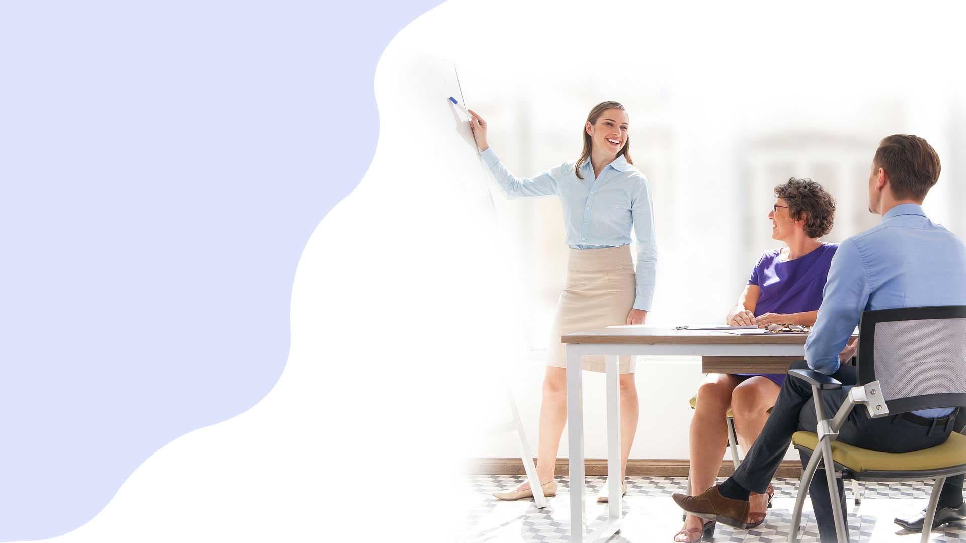 Business advisors analyzing data